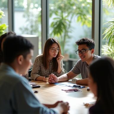 Tim Nusantara Gaming Studio sedang berdiskusi